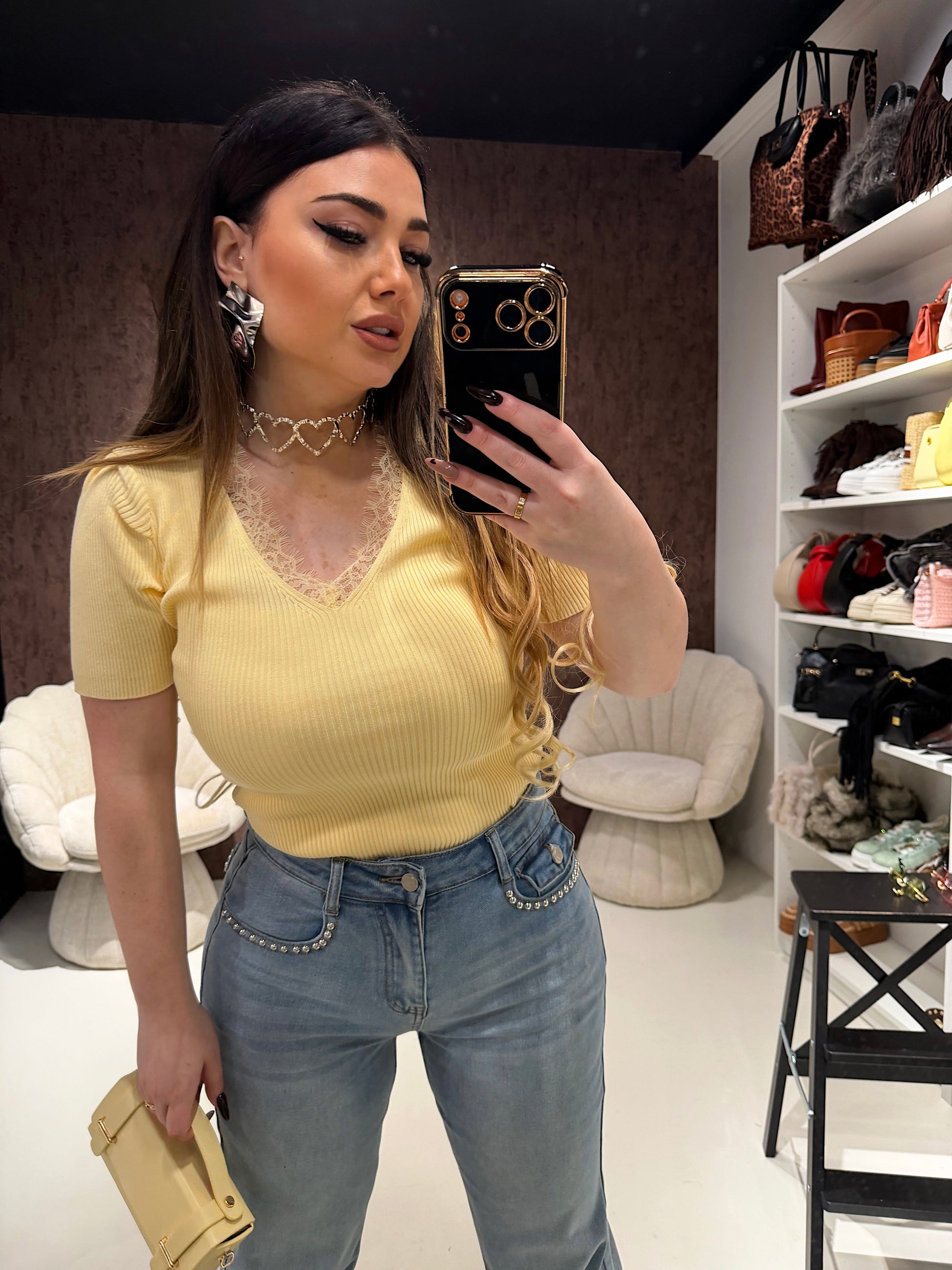 Maglia con inserti in pizzo