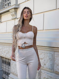 Completo top e pantalone con strass burro