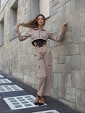 Completo giacca e pantalone cargo Camel