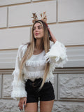 Maglione bianco con frange