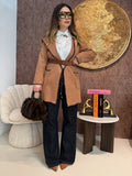 Jeans Flare a Vita Alta con Lacci Frontali
