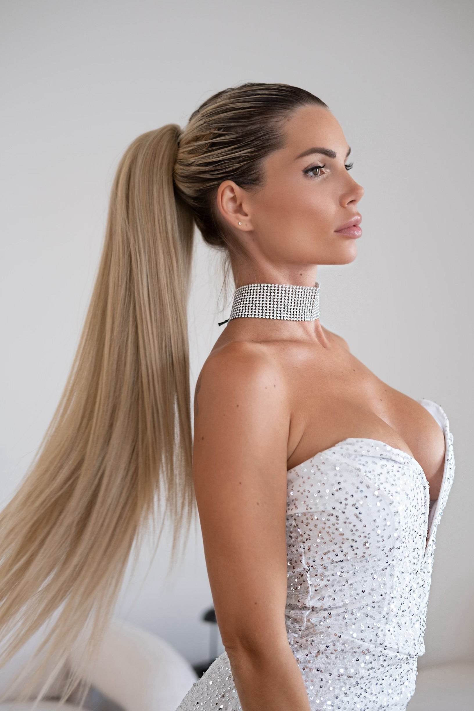Coda #22h/60 liscia con Coulisse Biondo Caldo con meches