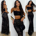 Completo top e gonna in pizzo nero