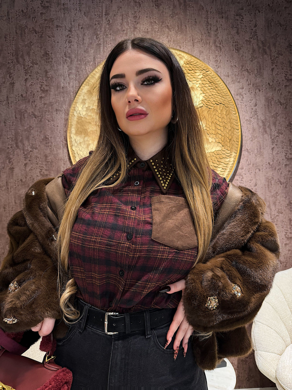 Camicia Rockwood a Quadri con Borchie