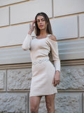 Abito in maglia con strass burro