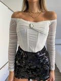 Bustier bianco in velo con gioiello