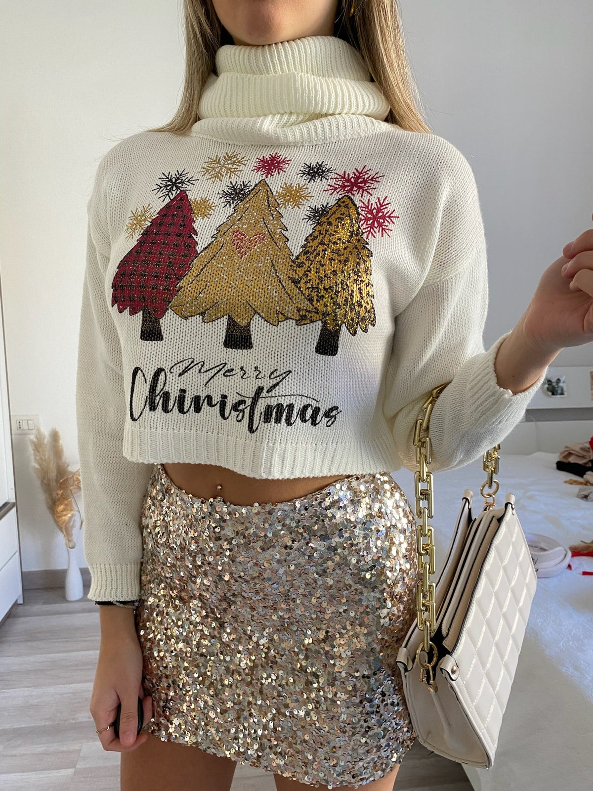 Gonna con paillettes oro