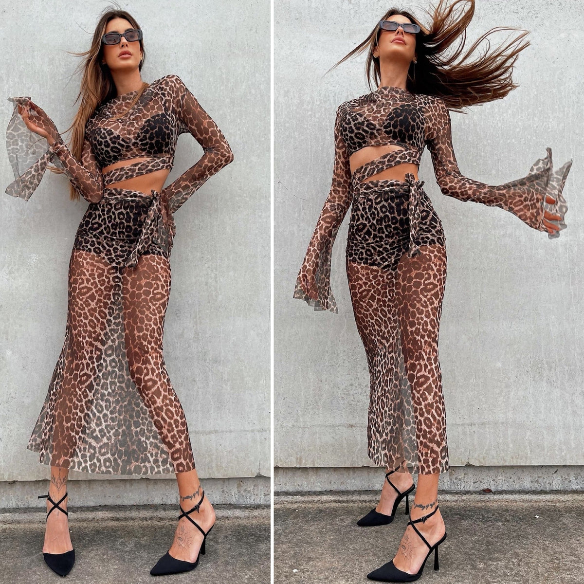 Set top e gonna in velo animalier