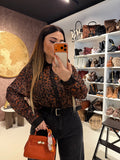 Camicia a fantasia maculata con strass