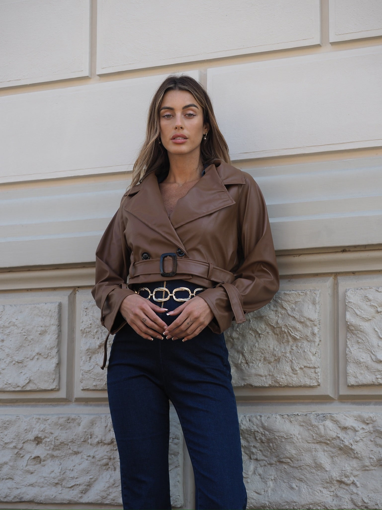 Giacca in ecopelle choco