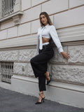 Pantalone nero con dettaglio bianco