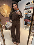 Completo denim dark con strass