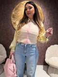 Gilet a righe con bottoni cuore