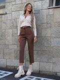 Pantalone vita alta choco