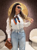 Camicia over con foulard 100% cotone