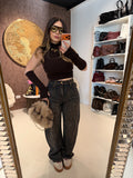 Jeans Balloon Fit con Stampa Animalier e Strass