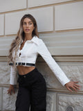 Camicia crop con cintura