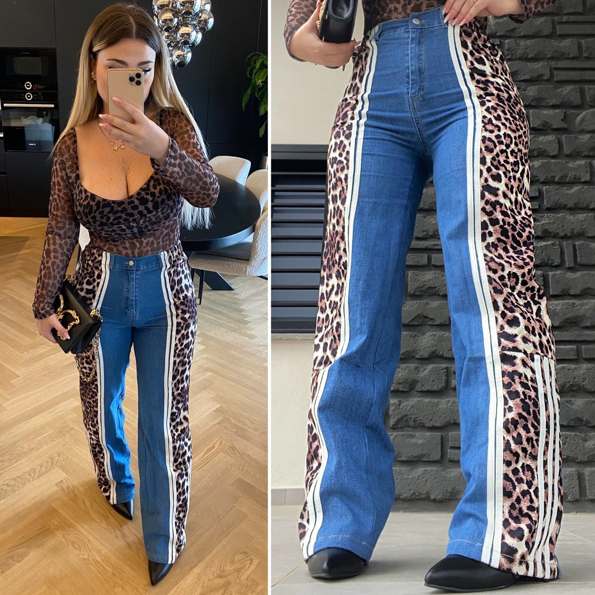 Denim con banda animalier