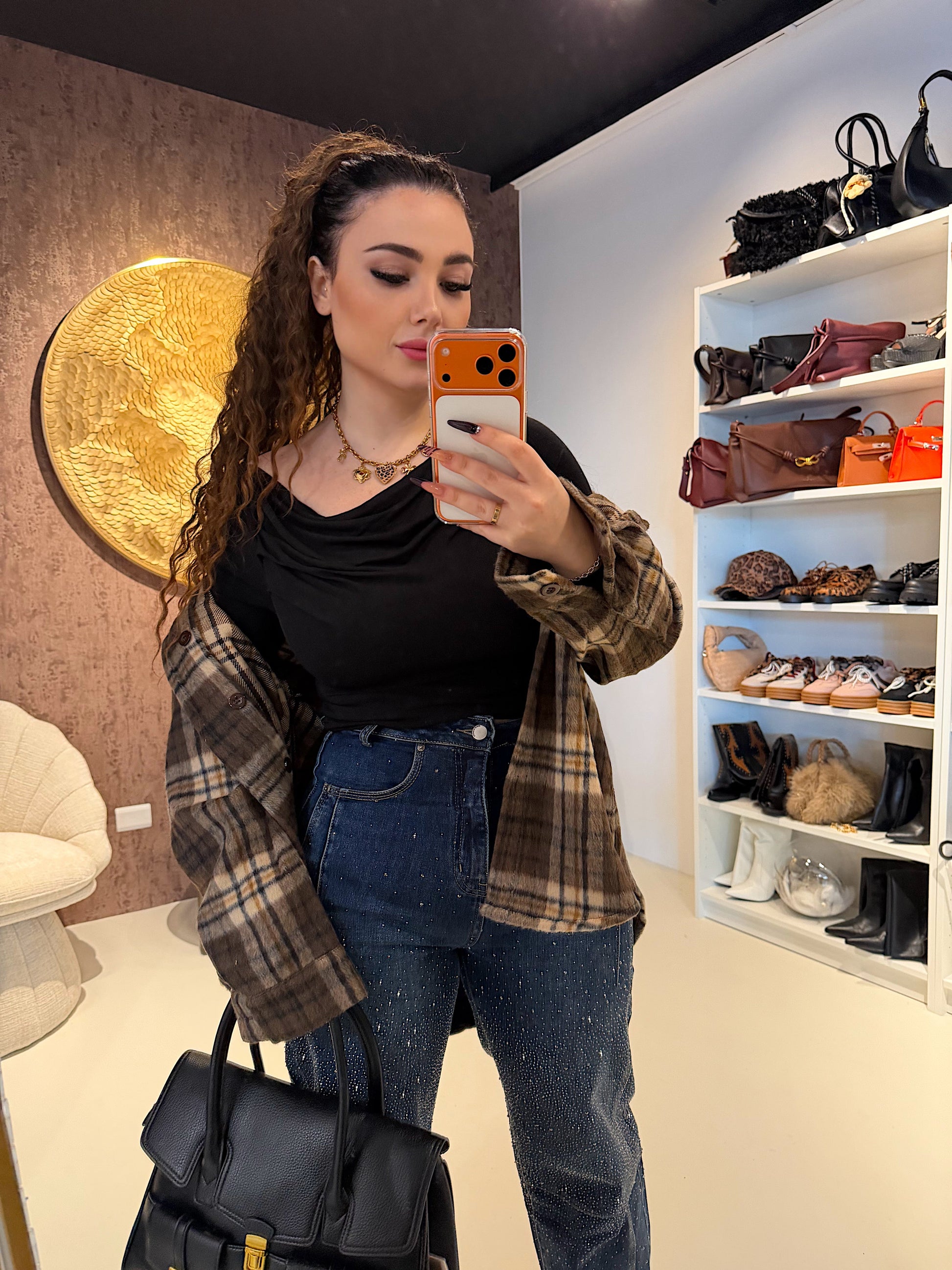 Camicia Oversize in Flanella a Quadri