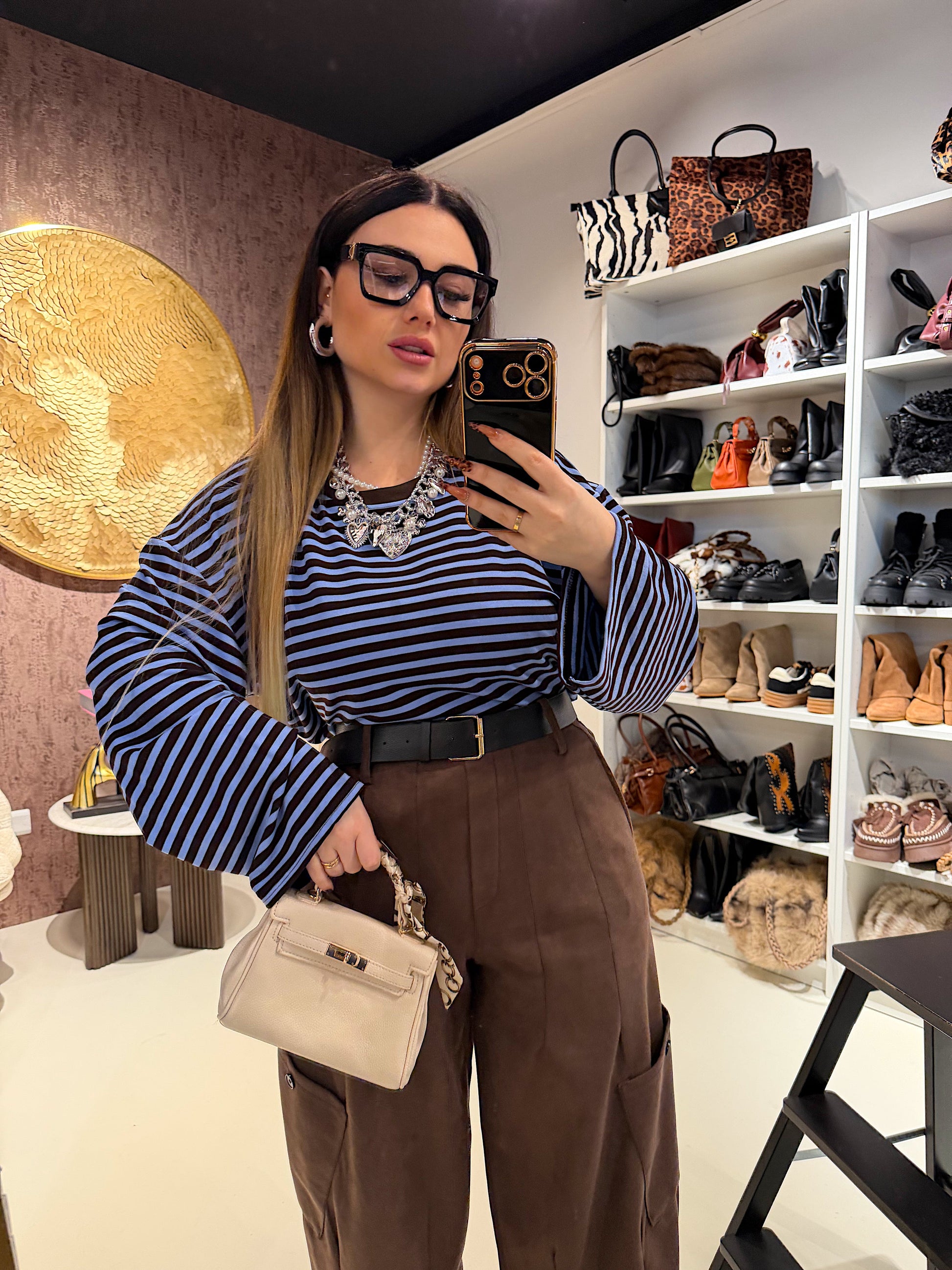 Maglia a righe manica ampia