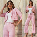 Completo due pezzi giacca e pantalone rosa