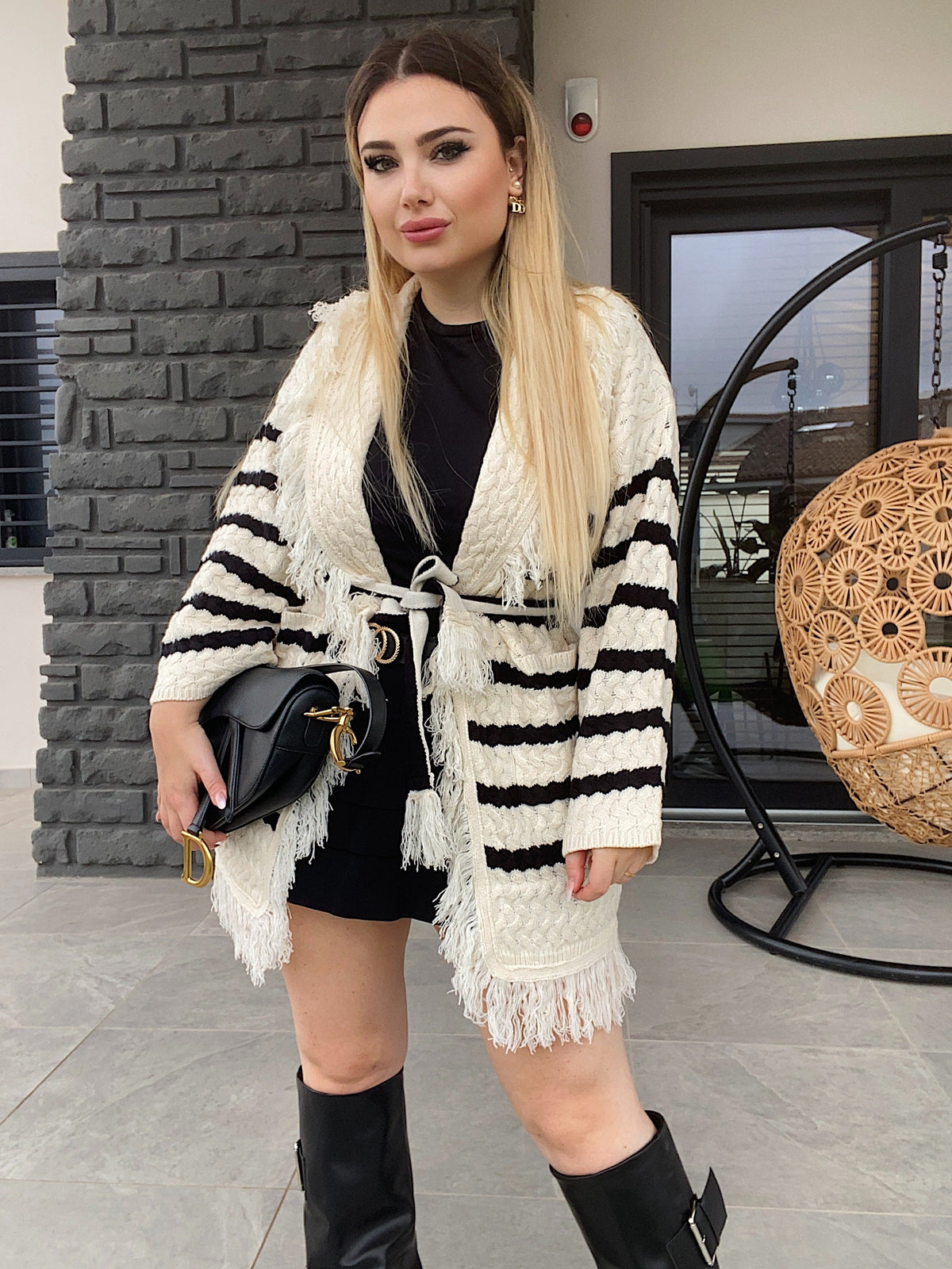 Cardigan bianco nero