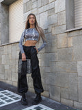 Pantalone cargo in ecopelle