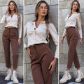 Pantalone vita alta choco