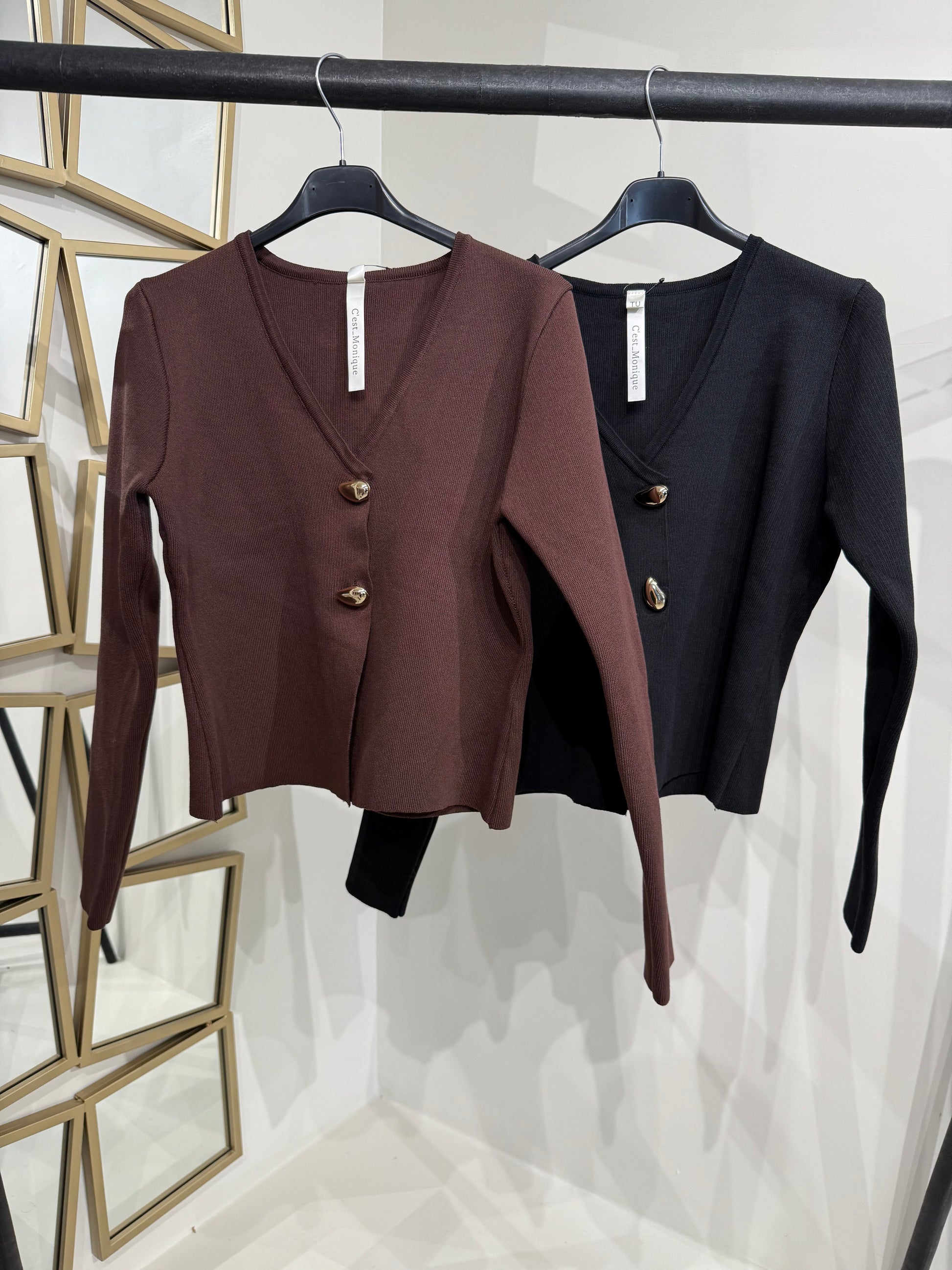 Cardigan con gocce oro