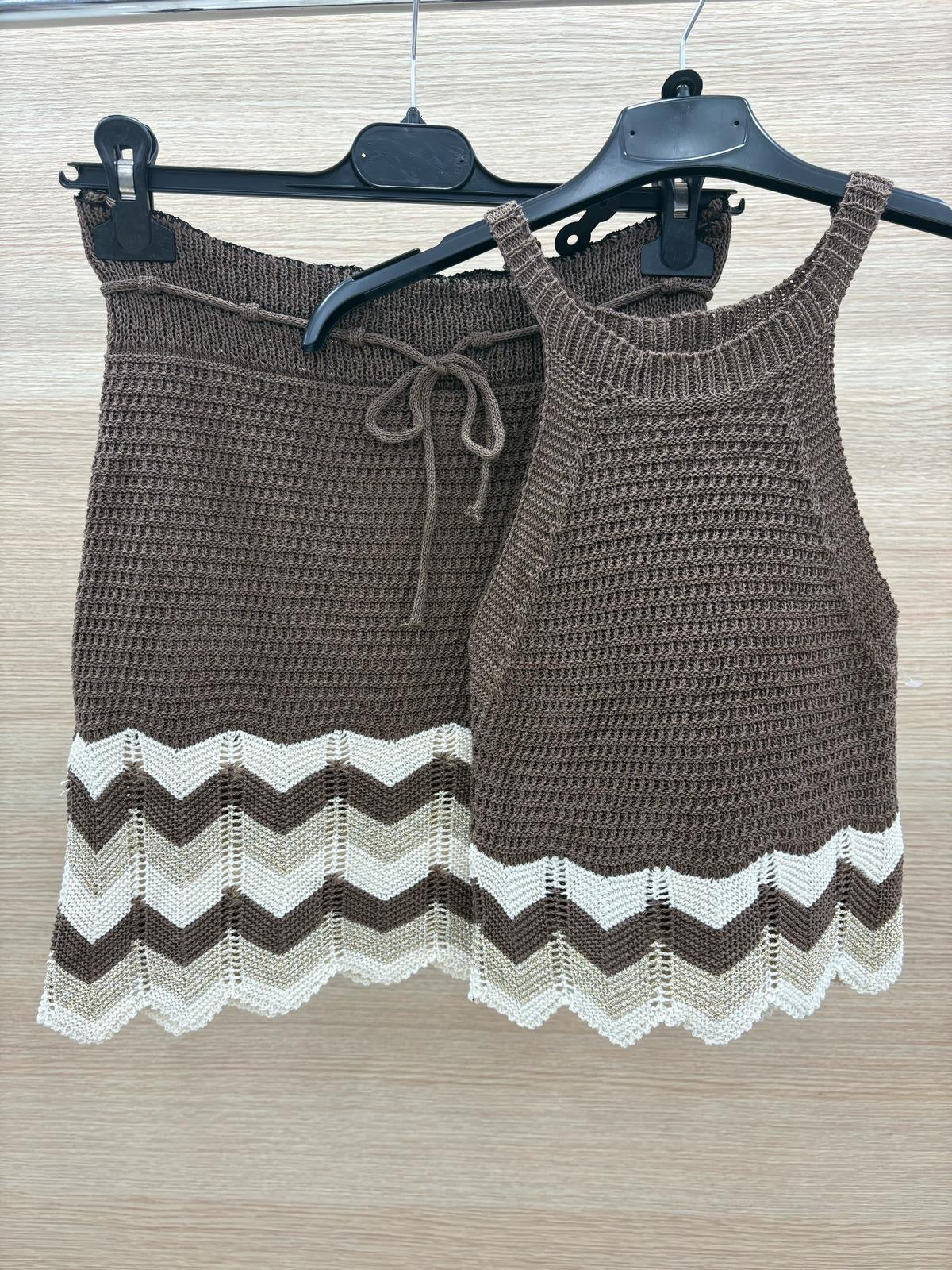 Completo crochet top e gonna Choco e oro