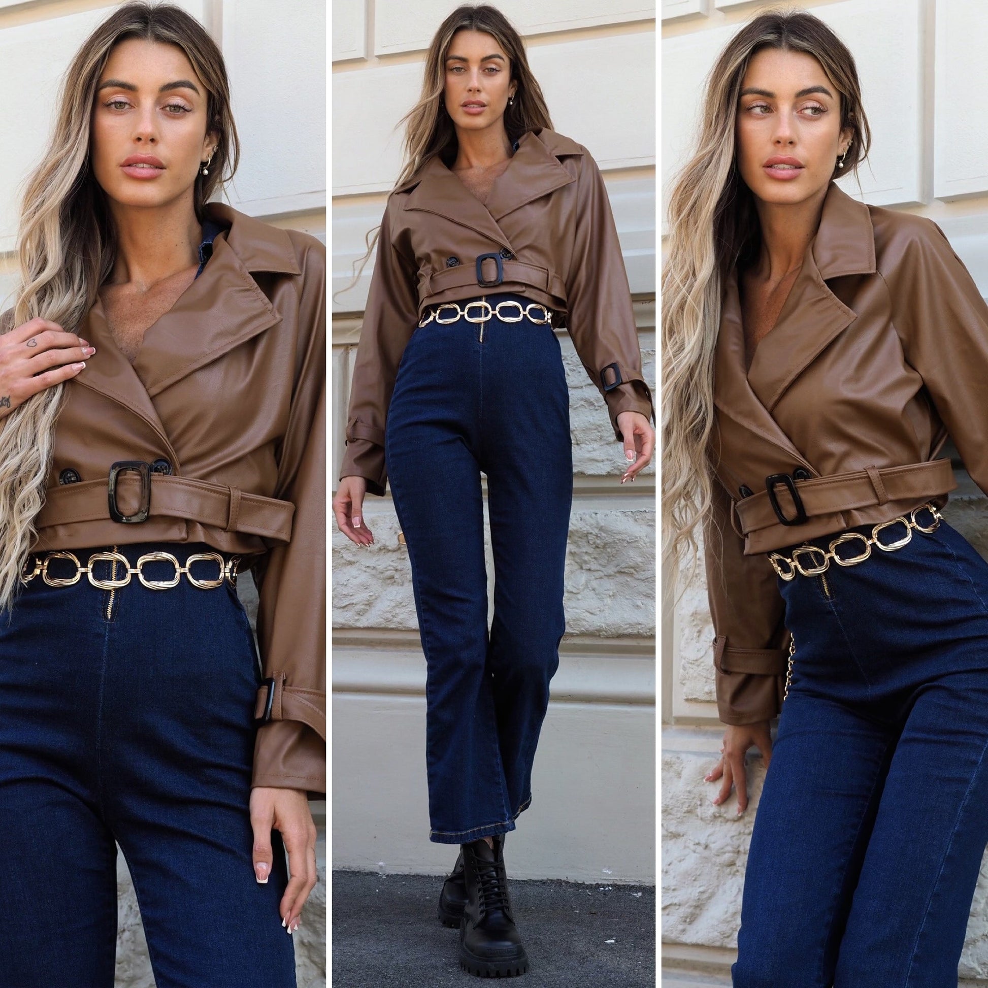 Giacca in ecopelle choco
