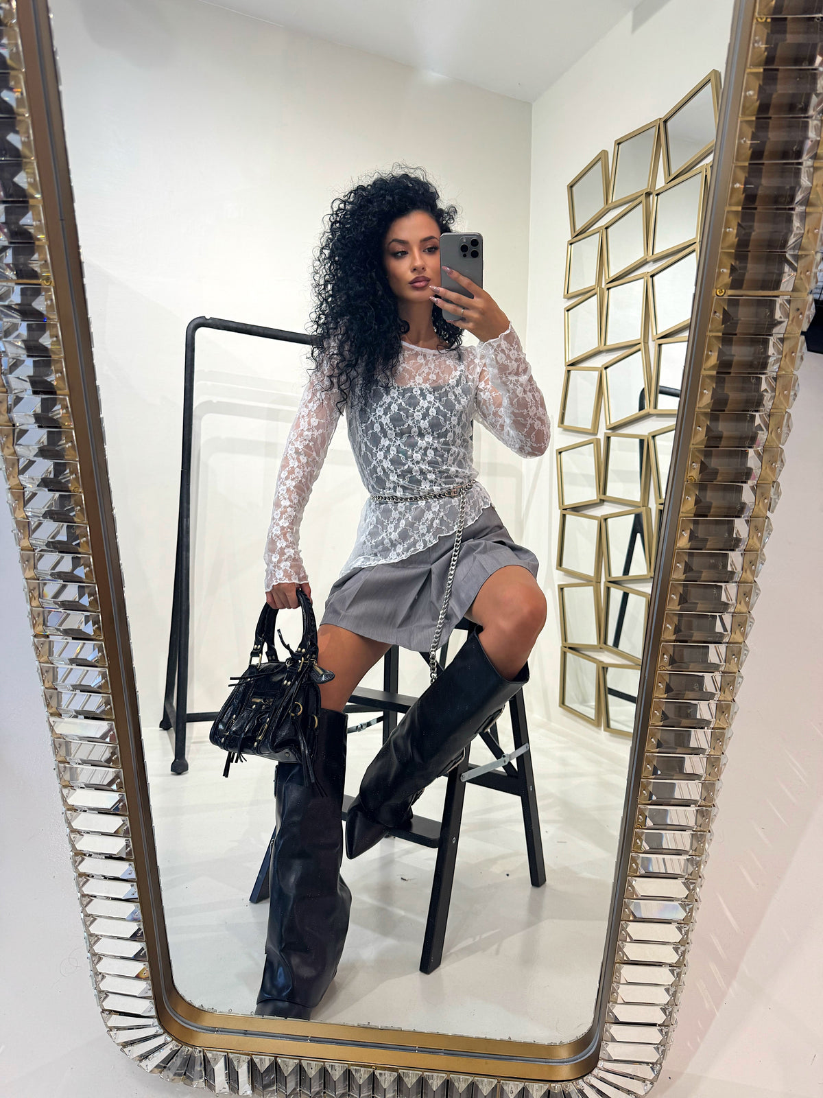 Maglia in pizzo obliqua
