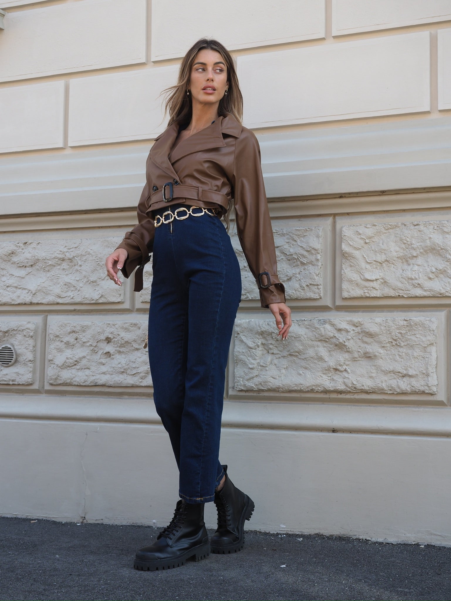 Giacca in ecopelle choco