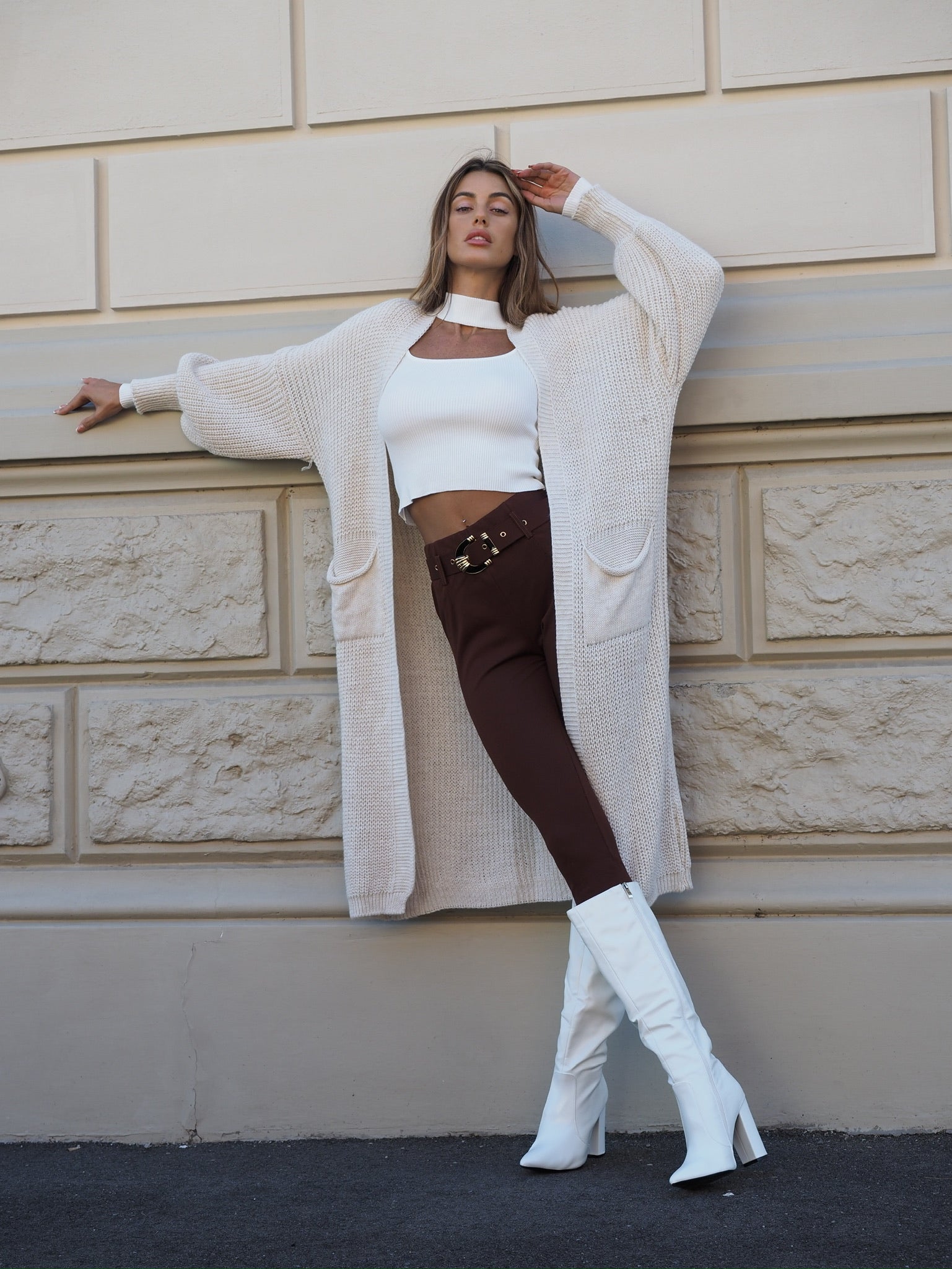 Maxi cardigan beige
