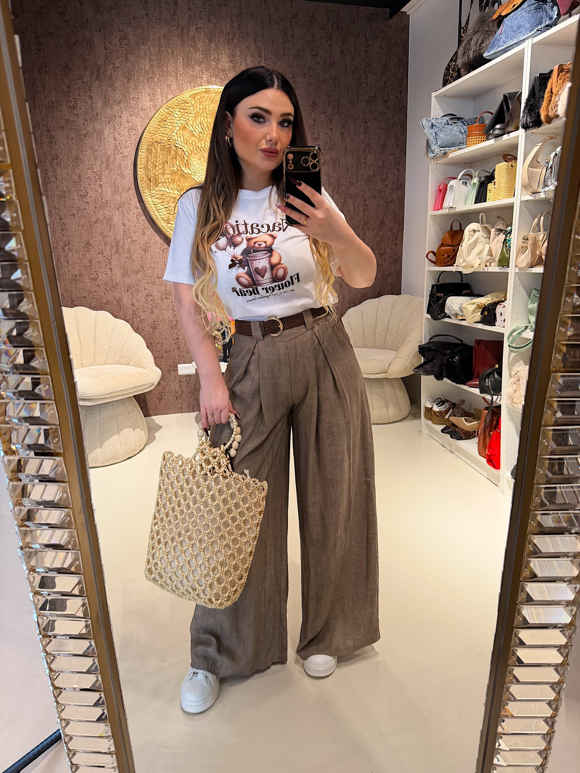 Completo camicia e pantalone stone con cintura