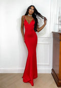 Abito sirena bretellina rosso