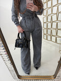 Completo felpa e pantalone effetto denim