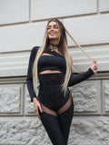 Maglia nera con spacchi