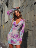 Abito lilla a fiori con reggiseno
