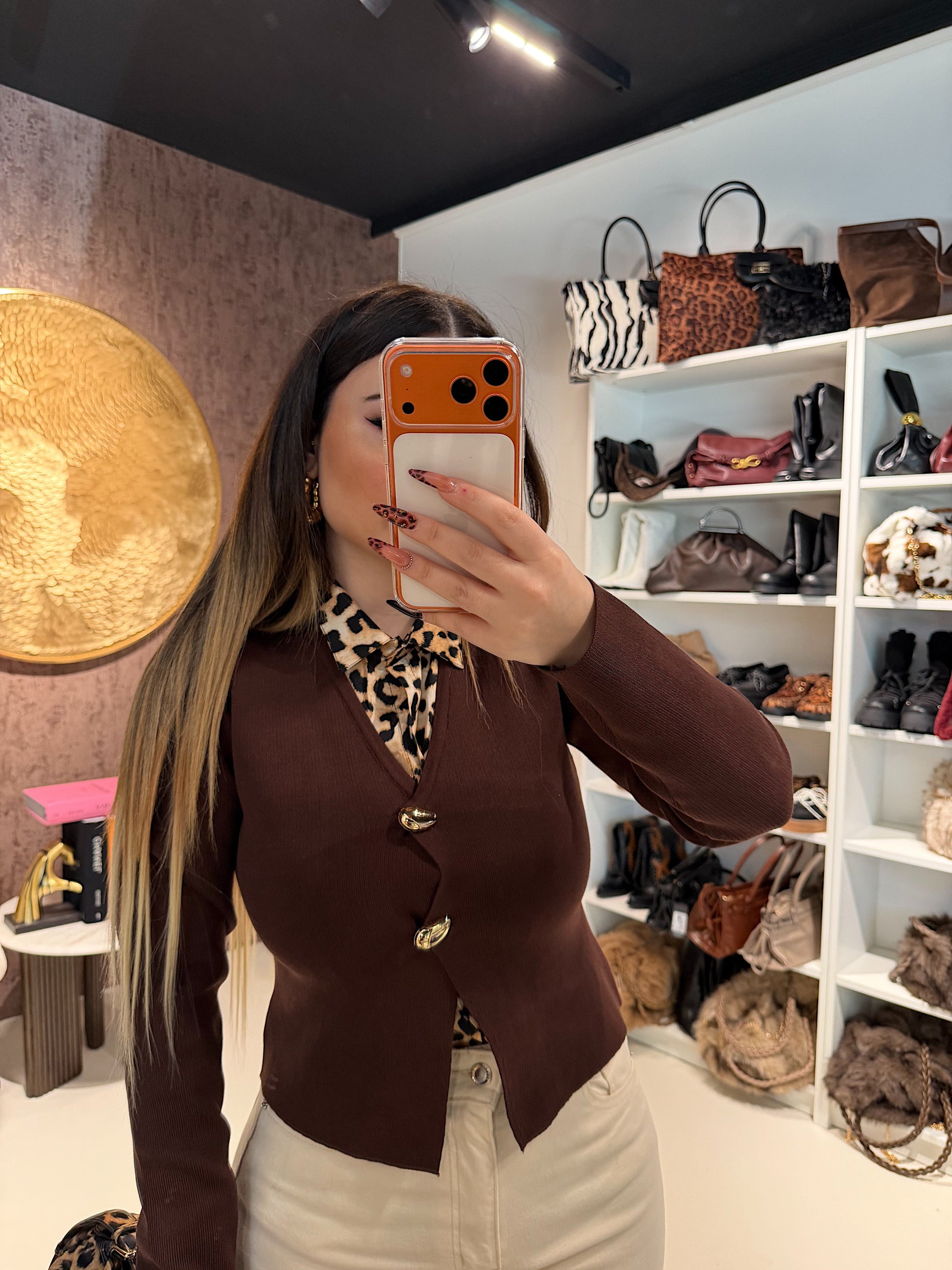 Cardigan con gocce oro