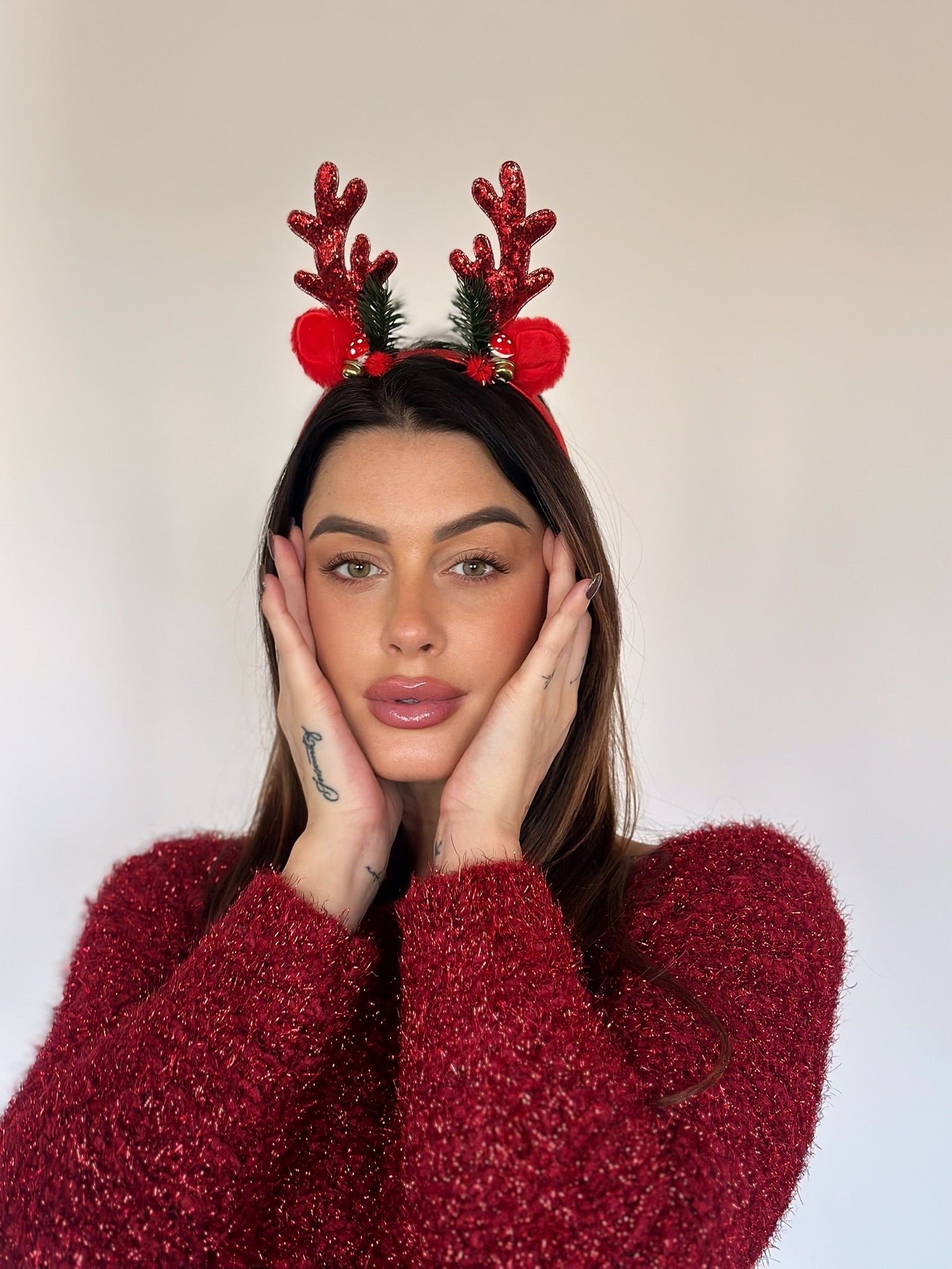Maglioncino soft rosso lurex