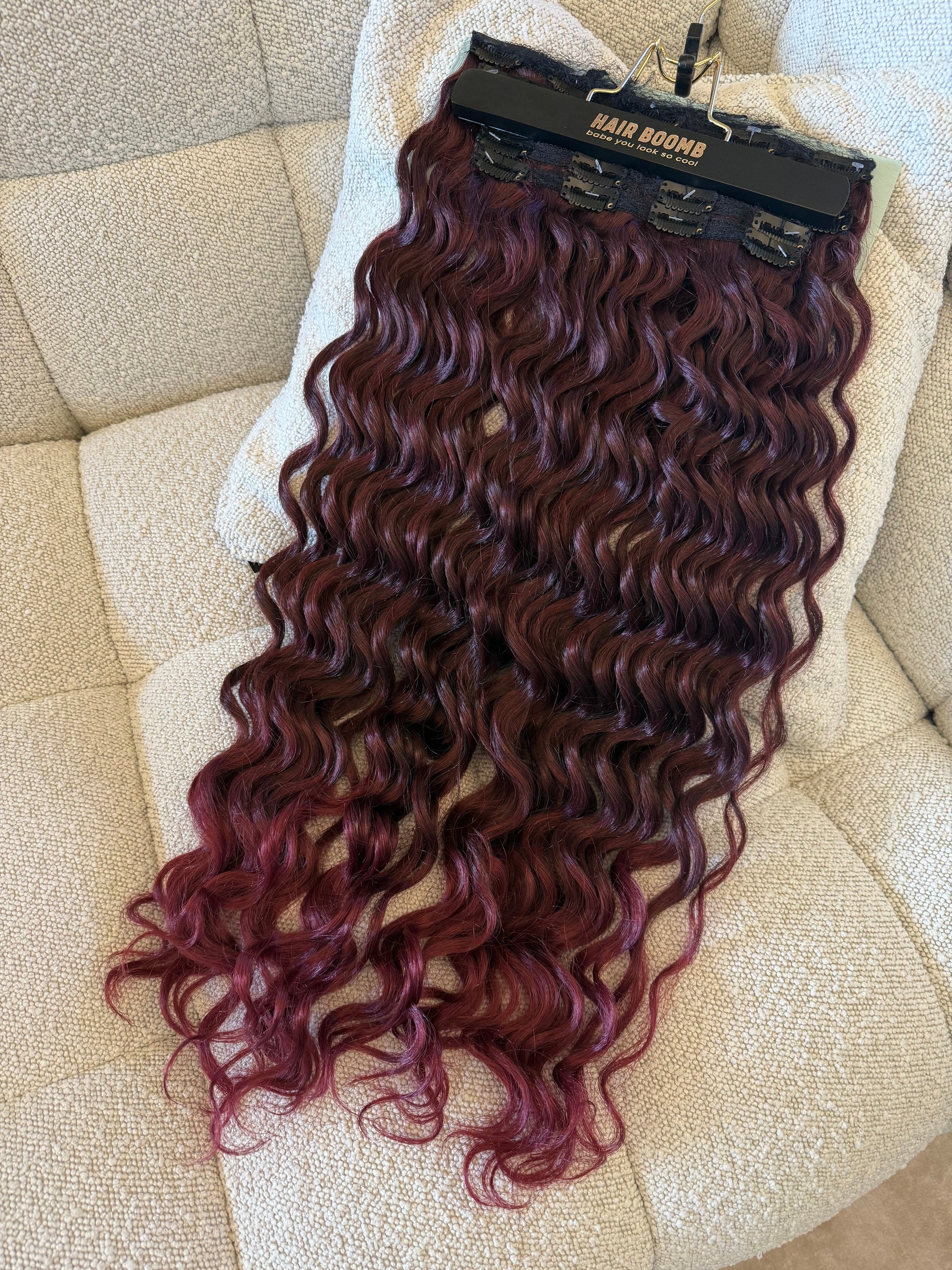 7 fasce onde morbide con clip rosso t1b/burg