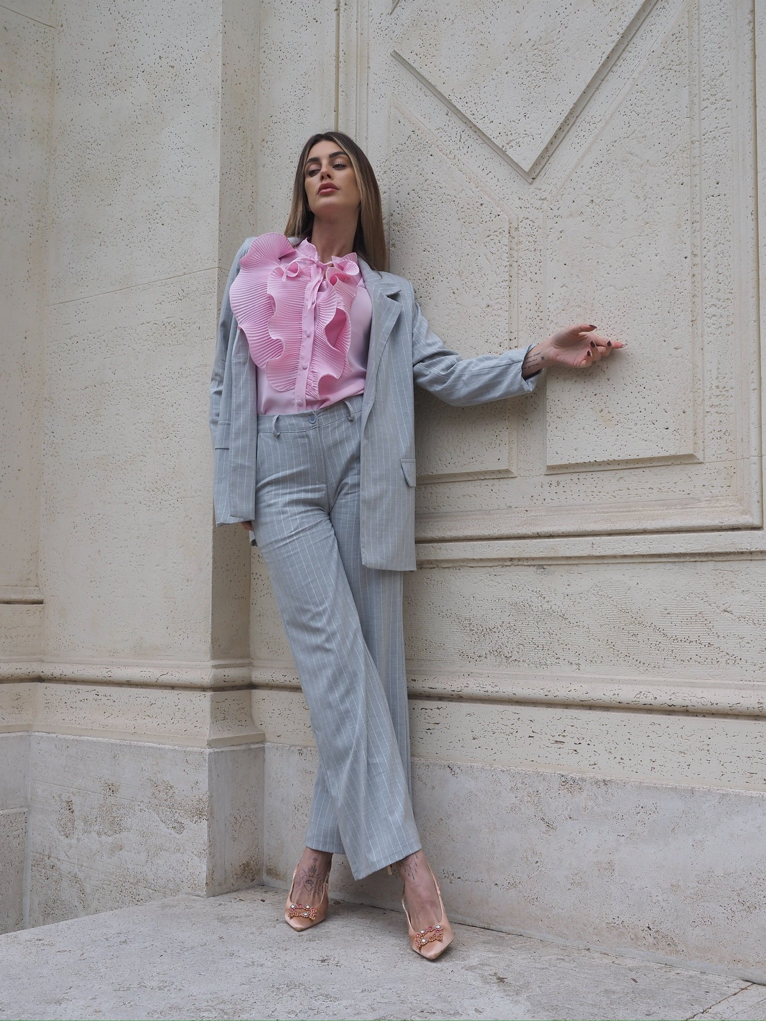 Completo gessato grigio