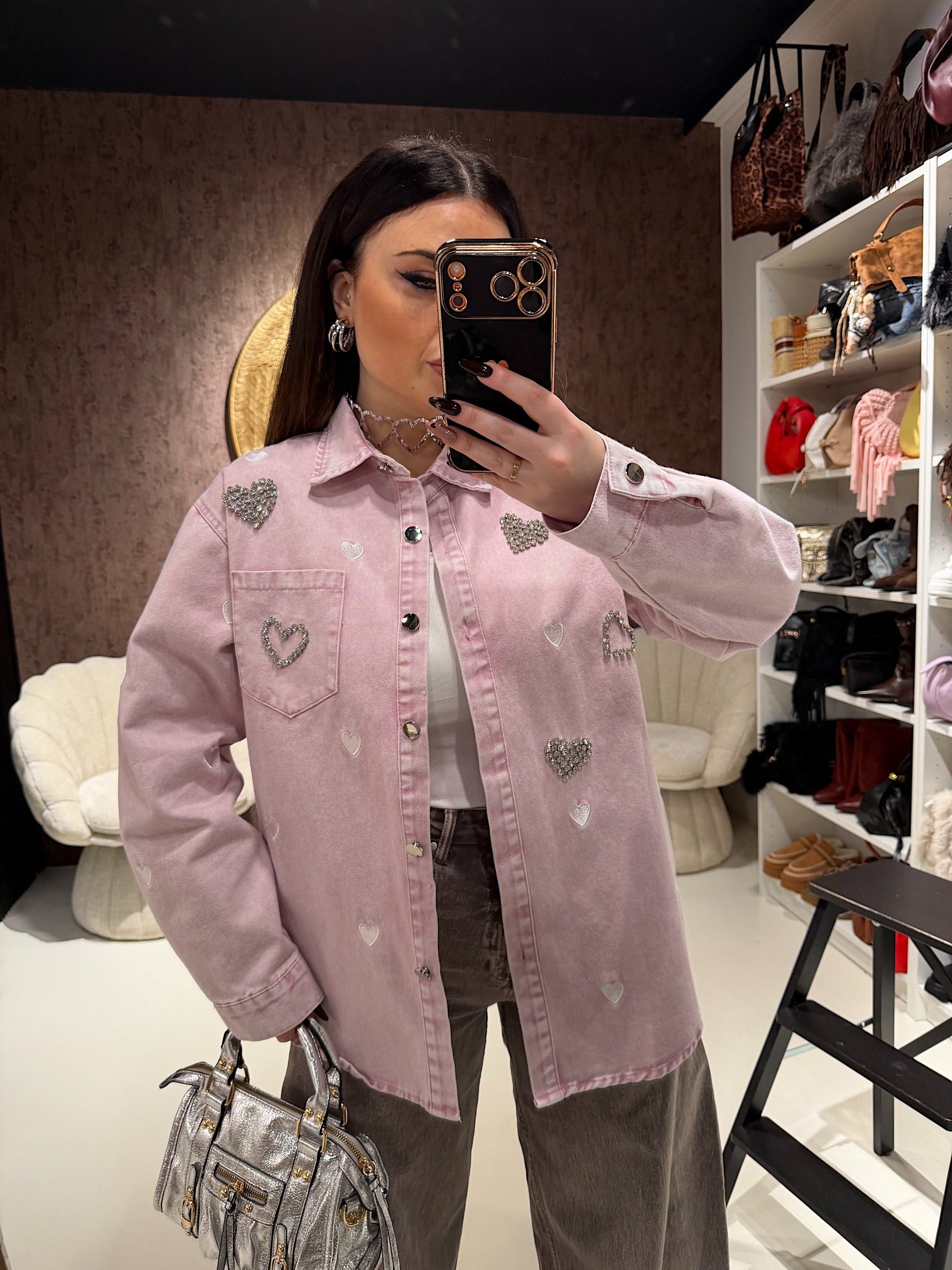 Camicia Denim Rose Hearts
