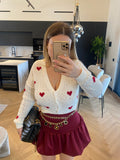 Cardigan bianco cuori rossi