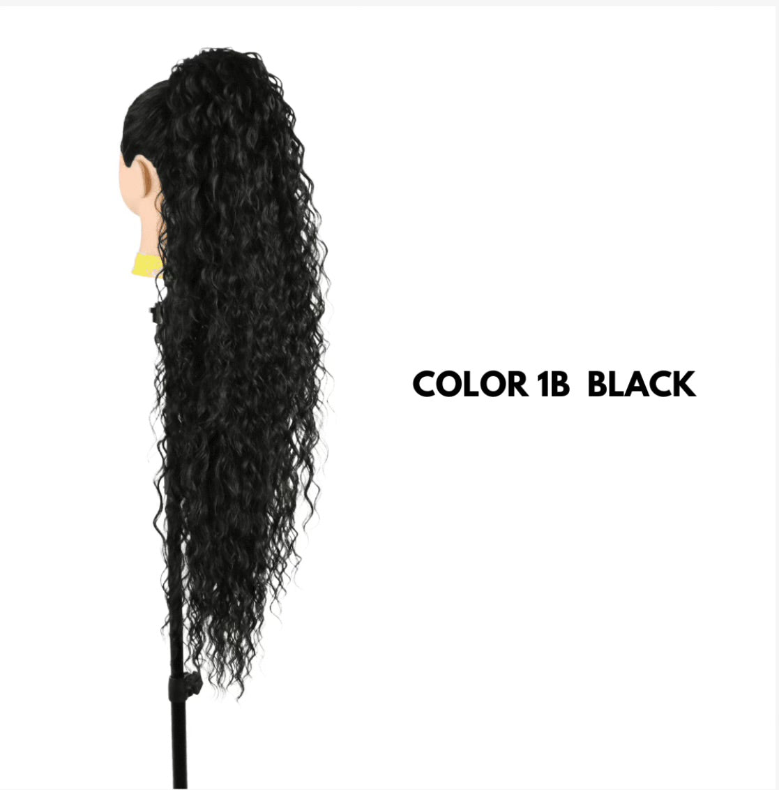 Coda effetto bagnato riccio con Coulisse Nero 90cm