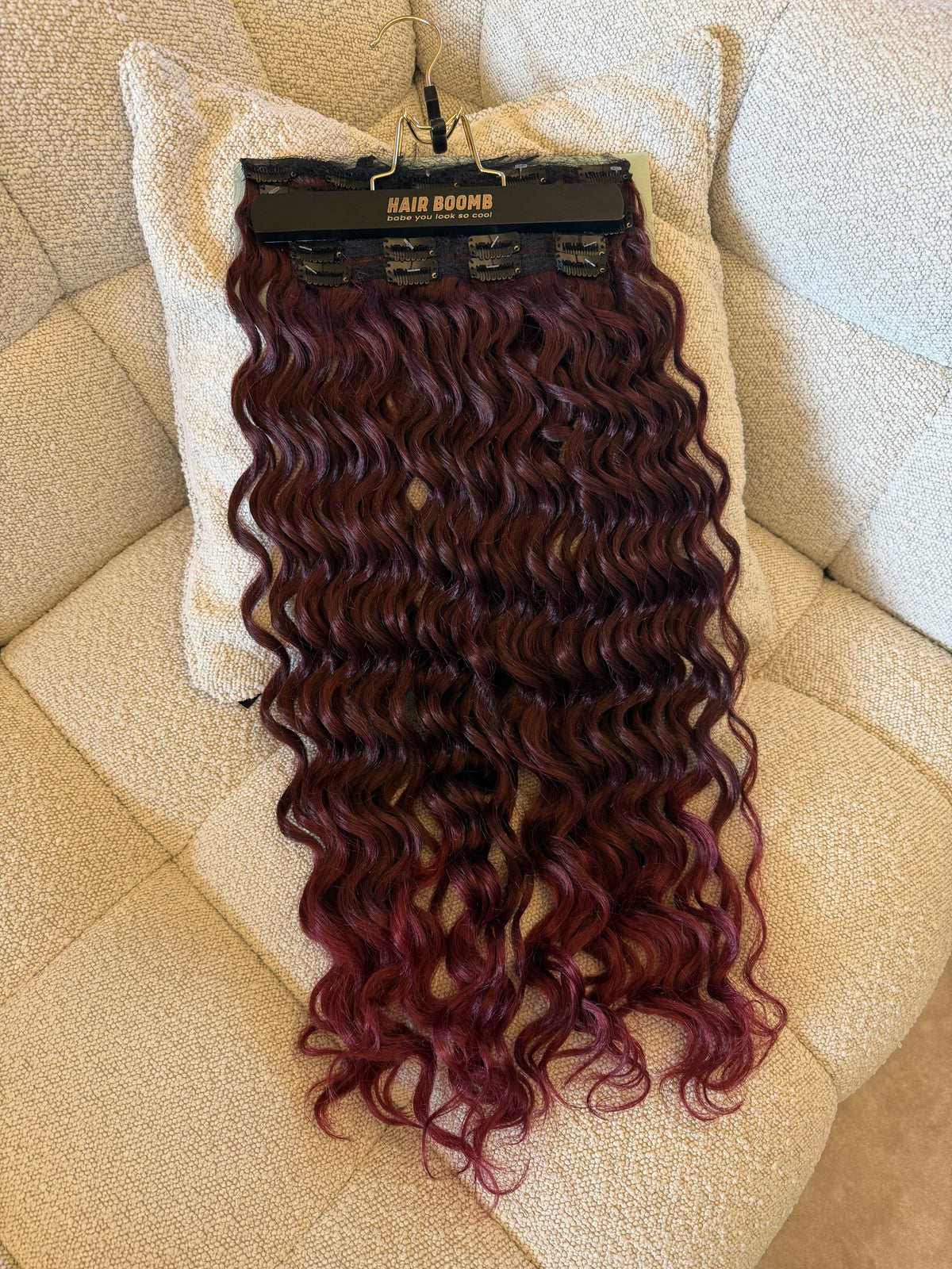 7 fasce onde morbide con clip rosso t1b/burg