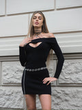 Abito in maglia nero scollo a barca