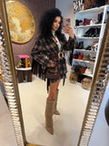 Completo in tweed short e giacca con frange laterali