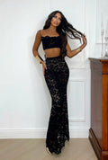 Completo top e gonna in pizzo nero